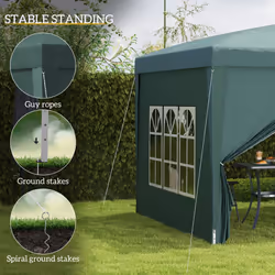 Outsunny 3mx3m Pop Up Gazebo Party Tent Canopy Marquee with Storage Bag Green