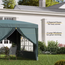 Outsunny 3mx3m Pop Up Gazebo Party Tent Canopy Marquee with Storage Bag Green - Additional view 4