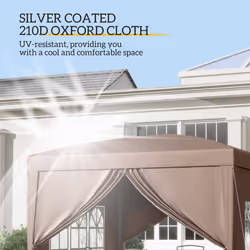 Outsunny 3x3 m Pop Up Gazebo Party Tent Canopy Marquee with Storage Bag Coffee - Additional view 4