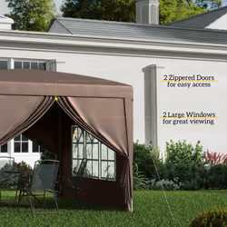 Outsunny 3x3 m Pop Up Gazebo Party Tent Canopy Marquee with Storage Bag Coffee - Additional view 6