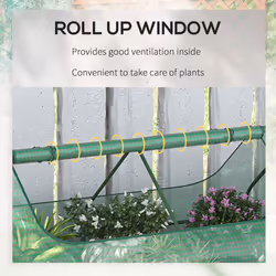 Outsunny Raised Garden Bed Planter Box with Greenhouse, Large Window, Green - Additional view 6