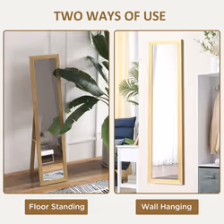 HOMCOM Full Length Mirror Farmhouse Wall Mirror Hanging Freestanding Natural - Additional view 4