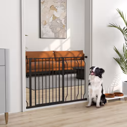 PawHut Dog Gate Wide Stair Gate w/ Door Pressure Fit, 75-115W cm, Black
