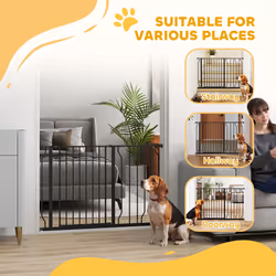 PawHut Dog Gate Wide Stair Gate w/ Door Pressure Fit, 75-115W cm, Black - Additional view 6