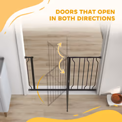 PawHut Dog Gate Wide Stair Gate w/ Door Pressure Fit, 75-115W cm, Black - Additional view 7