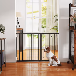 PawHut Dog Gate Wide Stair Gate w/ Door Pressure Fit, 75-115W cm, Black - Additional view 8