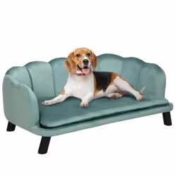 PawHut Dog Sofa, Pet Couch Bed for Medium, Large Dogs w/ Legs, Cushion - Green - Additional view 8