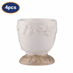 Ceramic Egg Cups 4pcs Cream Hand Painted Hard Soft Boiled Egg Holders Breakfast
