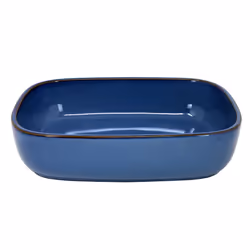 Baking Oven Dish 2pc Set Stoneware Roast Tray Rectangle Reactive Glaze Blue 1.2L