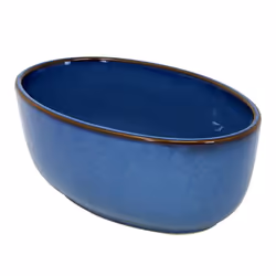 Baking Oven Dish Set of 2 Stoneware Roast Tray Oval Reactive Glaze Blue 650ml