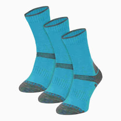 Comodo - 3 Pack Kids Merino Wool Hiking Socks | Anti Blister Socks for Boys & Girls - 7-10 Years, Turquoise