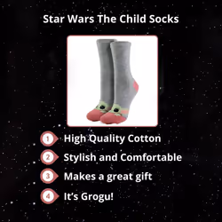 Star Wars - Ladies Novelty The Child Socks | Grogu Pattern Socks | The Mandolorian Gifts