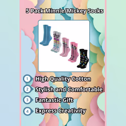 Disney - Ladies 5 Pairs Minnie Mouse Socks | Cute Novelty Disney Mickey Mouse Socks