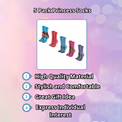 Disney - Ladies 5 Pack Princess Socks | Cute Funny Novelty Disney Socks | Disney Gifts