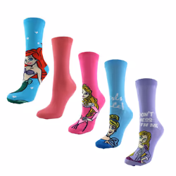 Disney - Ladies 5 Pack Princess Socks | Cute Funny Novelty Disney Socks | Disney Gifts