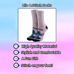 Disney - Ladies Novelty Disney Socks | Lilo and Stitch Design Socks | Disney Gifts
