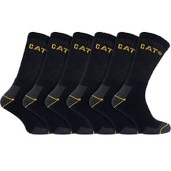 Caterpillar - 6 Pack Unisex Heavy Duty Work Socks for Steel Toe Boots - 3-5 UK, Black