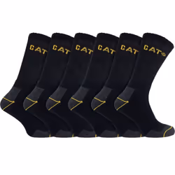 Caterpillar - 6 Pack Unisex Heavy Duty Work Socks for Steel Toe Boots - 11-14 UK, Black
