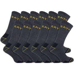 Caterpillar - 12 Pack Unisex Heavy Duty Work Socks for Steel Toe Boots - 6-11 UK, Charcoal