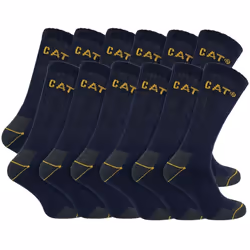 Caterpillar - 12 Pack Unisex Heavy Duty Work Socks for Steel Toe Boots - 3-5 UK, Navy