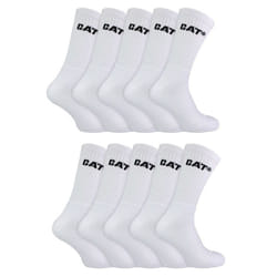 Caterpillar - 10 Pairs Unisex Performance Work Durable Cotton Socks - 9-11 UK, White