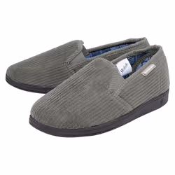 Dunlop - Mens Tartan Lined Slippers With Memory Foam - 12 UK, Charcoal
