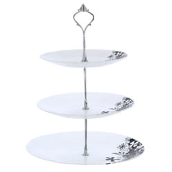 3 Tier Cake Stand Floral Afternoon Tea Party - Round - Black Floral