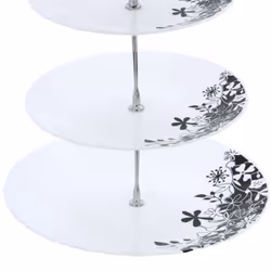 3 Tier Cake Stand Floral Afternoon Tea Party - Round - Black Floral