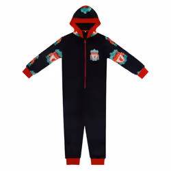 Liverpool FC Boys Pyjama All-In-One Loungewear Kids OFFICIAL Football Gift - Black, 12-13 Years