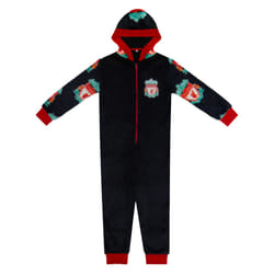 Liverpool FC Boys Pyjama All-In-One Loungewear Kids OFFICIAL Football Gift - Black, 12-13 Years