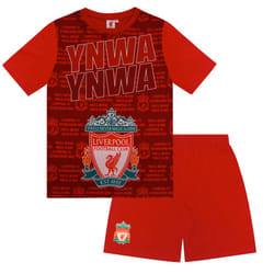 Liverpool FC Boys Pyjamas Short Kids OFFICIAL Football Gift - Red Text, 8-9 Years