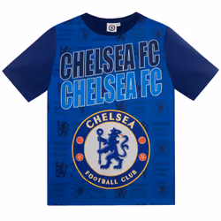 Chelsea FC Boys Pyjamas Short Kids OFFICIAL Football Gift - Blue Text, 4-5 Years
