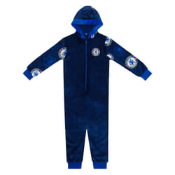 Chelsea FC Boys Pyjama All-In-One Loungewear Kids OFFICIAL Football Gift - Navy Blue, 8-9 Years