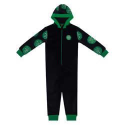 Celtic FC Boys Pyjama All-In-One Loungewear Kids OFFICIAL Football Gift - Black, 6-7 Years