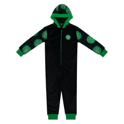 Celtic FC Boys Pyjama All-In-One Loungewear Kids OFFICIAL Football Gift - Black, 10-11 Years
