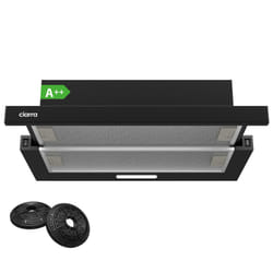 CIARRA Telescopic Cooker Hood 60cm CBCB6906D 370mÂ³/h Built-in Extractor Hood 600mm with LED Light 2 Speeds Integrated Kitchen Extractor Fan Black