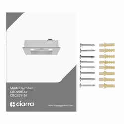 CIARRA CBCB5913A Integrated Cooker Hood 52cm Black Built in Canopy Hood LED Light 3 Speeds Undercabinet Extractor Fan