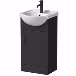 Alpine Black Freestanding Cloakroom Vanity Unit with Basin - 450mm