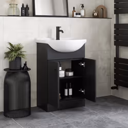 Alpine Black Freestanding Vanity Unit with Basin - 560mm