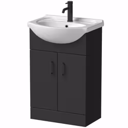 Alpine Black Freestanding Vanity Unit with Basin - 560mm