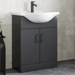 Alpine Black Freestanding Vanity Unit with Basin - 650mm