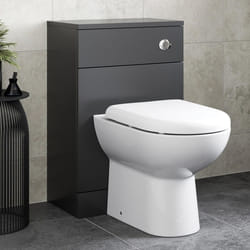 Alpine Black Back to Wall Toilet Unit & D Shape Saturn Toilet 500 x 300mm