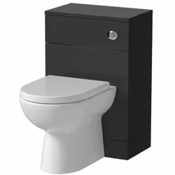 Alpine Black Back to Wall Toilet Unit & D Shape Saturn Toilet 500 x 300mm