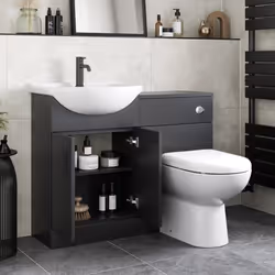 Alpine Black Toilet & Basin Vanity Unit Combination 1050mm