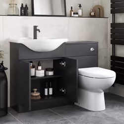 Alpine Black Toilet & Basin Vanity Unit Combination 1150mm