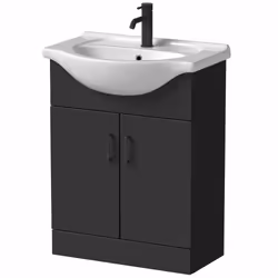 Alpine Black Toilet & Basin Vanity Unit Combination 1150mm
