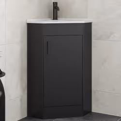 Alpine Black Single Door Corner Vanity Unit 585mm
