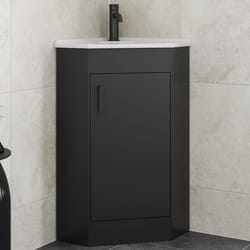 Alpine Black Single Door Corner Vanity Unit 585mm