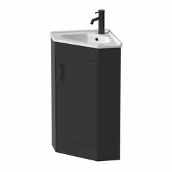 Alpine Black Single Door Corner Vanity Unit 585mm