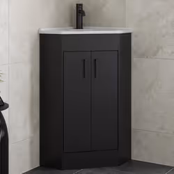 Alpine Black Double Door Corner Vanity Unit 585mm